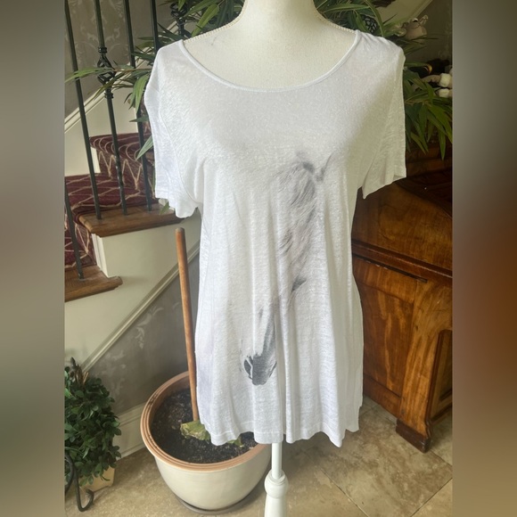 Noel Asmar Cheval Linen tee. large NWT. Horse print crewneck, white and black. - Picture 6 of 12